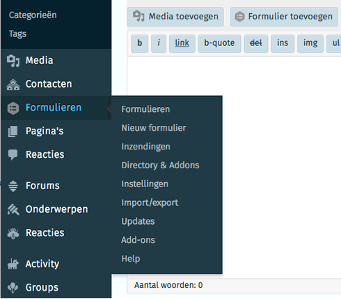 screenshot dashboard WordPress